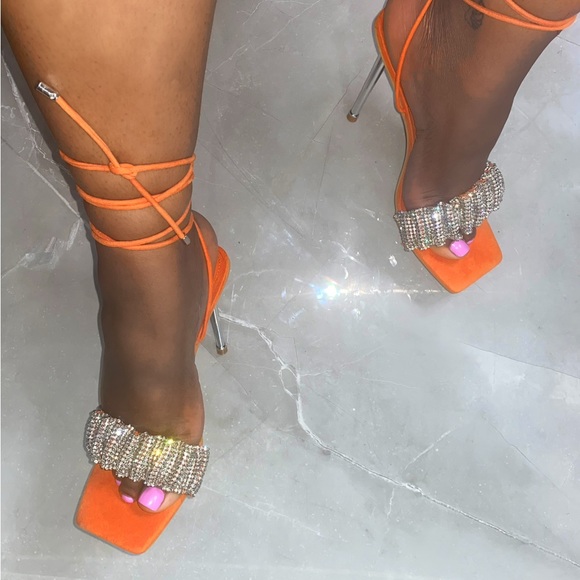 Brand new orange heels tie up - Picture 2 of 2
